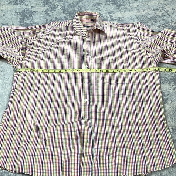 Burberry London Multi Color Rainbow Checked Gingham Button Down Shirt Sz L - Picture 5 of 11